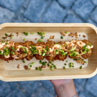 Deruny with spicy sauce 