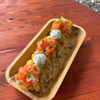 Potato Fritters with salmon